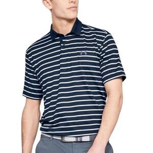 Under Armour Performance Polo 2.0 Divot Blue, White,‎ Grey Stripe Shirt Size XL